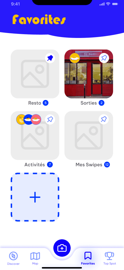 Favorites screen